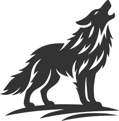 A wolf howling while pawing at the ground animal vector silhouette