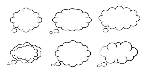Hand-Drawn Grunge Speech Bubbles: Charcoal Chalk Doodle Vector Set

