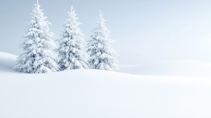 Snowy winter trees on a hill. Use Stock photo for seasonal backgrounds, winter holidays, nature themes