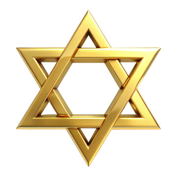 3d rendered gold star of david representing judaism and religious identity