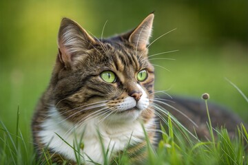 Majestic Maine Coon Cat in Grass