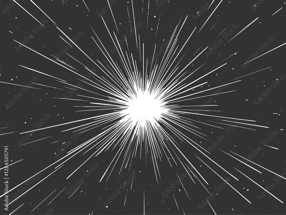 Wall mural abstract starburst explosion illustration with dynamic light rays.