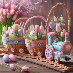 Easter train, carriages in the form of baskets
