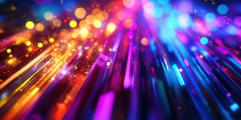 A vibrant close-up showcasing a dynamic background filled with an array of colorful lights, creating an energetic and captivating visual display.