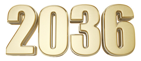 2036 Number Year Golden 3D Render