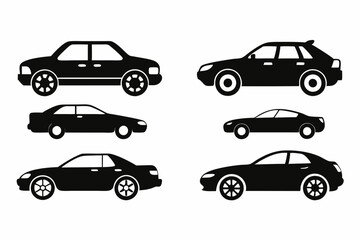 car icon set silhouette vector