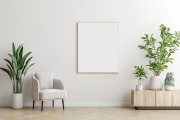 mock up poster frame in modern interior background, living room, Contemporary style