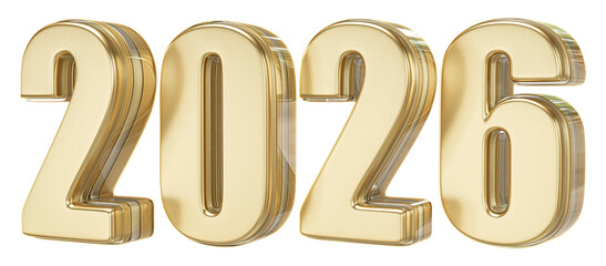 2026 Number Year Golden 3D Render