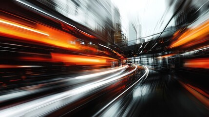 Fototapeta premium Urban Speed: A City's Energetic Pulse Captured in Motion Blur