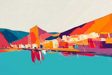 visually balanced illustration of mountain with an elegant drizzle of mayonnaise, 