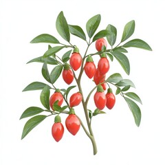 Goji berry bush isolated on white background