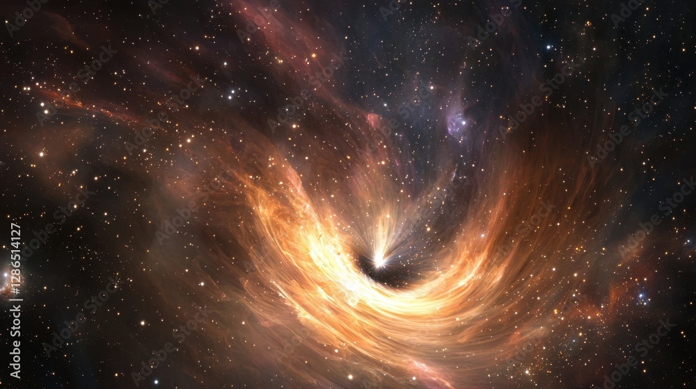 Wall mural a wormhole pulses at the heart of a nebula, bending light into mesmerizing interstellar patterns