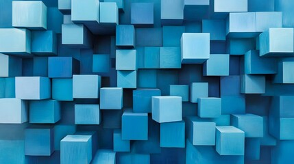 Complex Network of Floating Blue Cubes Symbolizing Data and Innovation