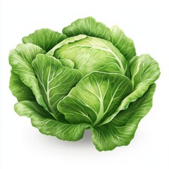 Obraz premium Head of cabbage isolated on white background
