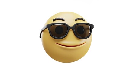 Cool Emoji Wearing Sunglasses Smiling Isolated on White Background