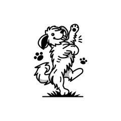 Dancing Dog Illustration Logo Design Modern Clean Simple