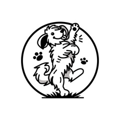 Dancing Dog Illustration Logo Design Modern Clean Simple