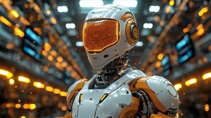 Fototapeta premium Futuristic Robot with Orange Accents