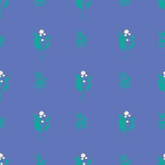 Vector Seamless pattern with wild baby blue flowers. Blue Bells Repeat Pattern