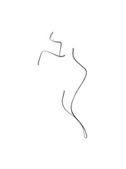 A woman's nude back and tied hair is drawn in one line art style. Printable art.	
