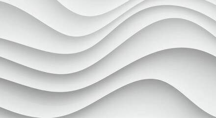 White wavy texture, abstract minimalist pattern, smooth undulating lines, soft shadows, monochromatic design, clean geometric shapes, flowing curves, subtle gradients, repeating wave motif, architectu