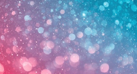 Obraz premium Glittering sparkles, shimmering background, pink and blue gradient, bokeh effect, soft focus, magical atmosphere, dreamy landscape, abstract texture, fairy dust, twinkling lights, ethereal glow, blurr