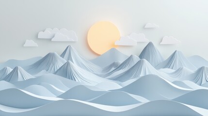 Majestic Paper Mountains in Soft Tones