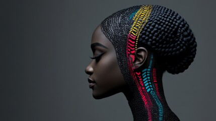 Captivating Portrait of Woman with Intricate Hairstyles and Art