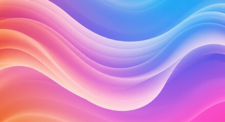 Fototapeta premium Colorful wavy background, vibrant gradient, fluid curves, pastel colors, abstract design, soft transitions, rainbow hues, psychedelic pattern, smooth ripples, undulating lines, digital art, seamless t