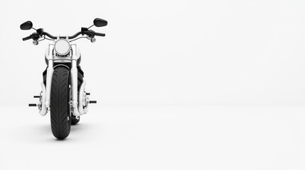 Front View of a White Motorcycle on a White Background. Possible Use Stock Photo