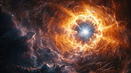 A hyper-realistic galactic explosion reshapes a nebula into an intricate cosmic mandala