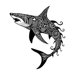 illustration vector graphic of tribal tattoo fish fire