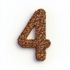 Number 4 made of realistic human fingerprints with fine ridge details isolated on a clean white background