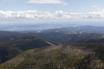 Naklejka premium Stunning panoramic views from Sněžka, the highest peak in the Czech Republic