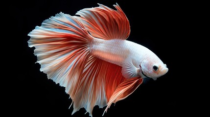 Elegant Halfmoon Betta Fish  Red and White  Aquatic Life
