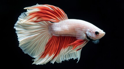 Fototapeta premium Stunning Halfmoon Betta Fish Red and White Aquatic Life