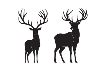 Wildlife Deer Silhouette Hunting, Nature, and Forest Animal Illustration