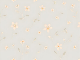 Seamless Floral and Leaf Pattern on Cream Background