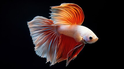Elegant Siamese Fighting Fish  Red and White Betta Splendens