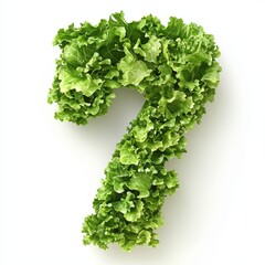 Obraz premium Number 7 made of crisp lettuce leaves with bright green color and delicate texture isolated on a clean white background