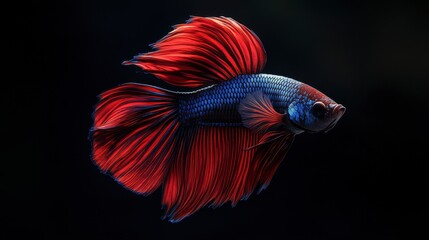 Stunning Red and Blue Betta Fish  Aquatic Life  Tropical Fish