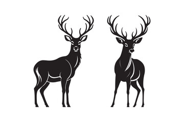 Fototapeta premium Wildlife Deer Silhouette Hunting, Nature, and Forest Animal Illustration