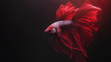 Obraz premium Majestic Red Betta Fish Aquatic Life Underwater Photography