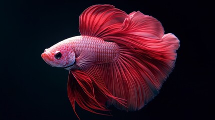 Fototapeta premium Stunning Red Betta Fish Aquatic Life Siamese Fighting Fish