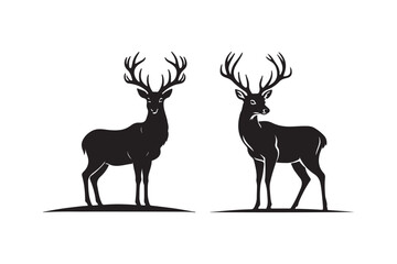 Wildlife Deer Silhouette Hunting, Nature, and Forest Animal Illustration