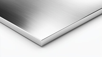 Industrial-style stainless steel tabletop with a polished finish, isolated on white background, ideal for mockups, commercial, and creative design use