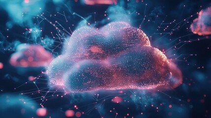 Obraz premium Abstract Cloud Computing Network: Digital Transformation and Connectivity