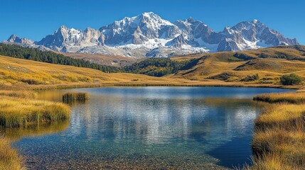 Obraz premium Alpine Lake Autumn Mountain Reflection