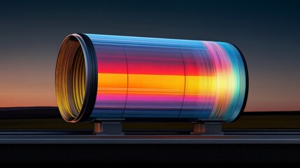 Abstract colorful display with vibrant light patterns and reflections