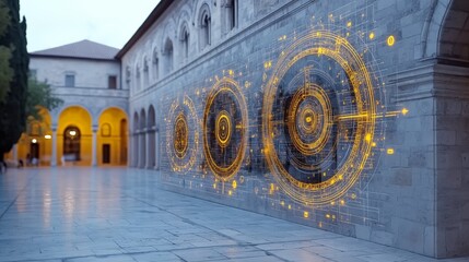 Digital Transformation Concept on Historic Architecture Background